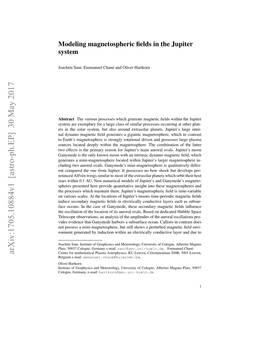 Modeling Magnetospheric Fields in the Jupiter System