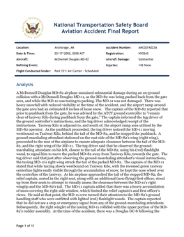 National Transportation Safety Board Aviation Accident Final Report