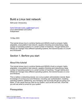 Build a Linux Test Network Skill Level: Introductory