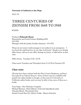 Three Centuries of Zionism from 1648 to 1948