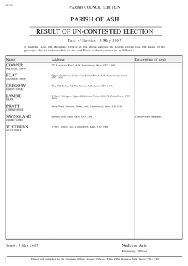 Parish Council Election