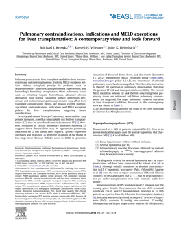 Pulmonary Contraindications, Indications and MELD Exceptions for Liver Transplantation: a Contemporary View and Look Forward