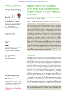 Adaptive Tolerance to a Pathogenic Fungus Drives Major