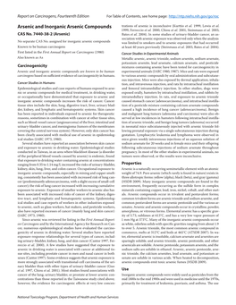 Report on Carcinogens, Fourteenth Edition for Table of Contents, See Home Page