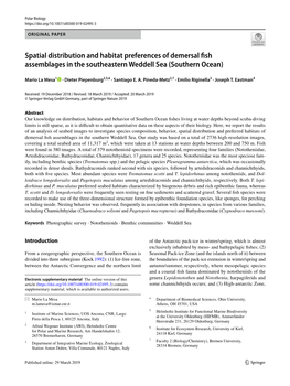 Spatial Distribution and Habitat Preferences of Demersal Fish Assemblages in the Southeastern Weddell Sea (Southern Ocean)