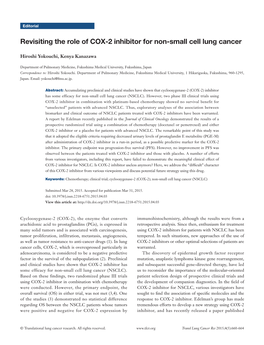 Revisiting the Role of COX-2 Inhibitor for Non-Small Cell Lung Cancer