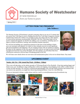 LETTER from the PRESIDENT John Feldtmose UPCOMING EVENT