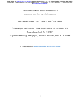 Tension Suppresses Aurora B Kinase-Triggered Release of Reconstituted Kinetochore-Microtubule Attachments