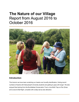 The Nature of Our Village Report from August 2016 to October 2016