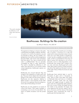 Boathouses: Buildings for Re-Creation