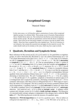 Exceptional Groups