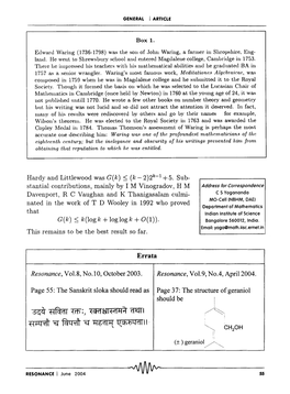 Errata Page 37: the Structure of Geraniol Should Be 1 1 (+) Geraniolj'\