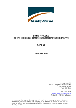 Sand Tracks Final Report Nov 2009