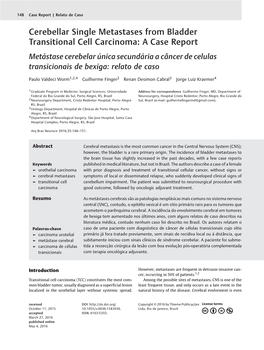 Cerebellar Single Metastases from Bladder Transitional Cell Carcinoma