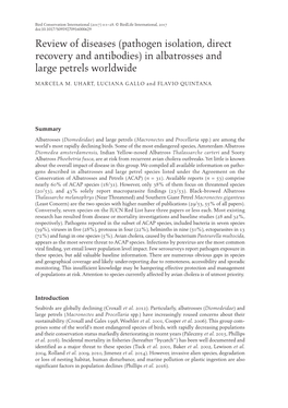 (Pathogen Isolation, Direct Recovery and Antibodies) in Albatrosses and Large Petrels Worldwide