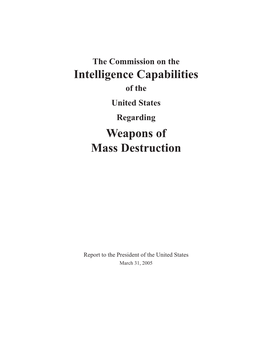 Intelligence Capabilities Weapons of Mass Destruction