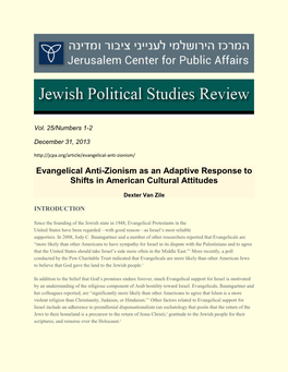 Evangelical Anti-Zionism As an Adaptive Response to Shifts in American Cultural Attitudes