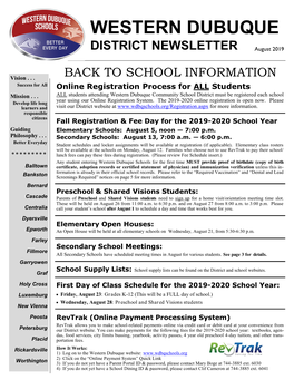 DISTRICT NEWSLETTER August 2019