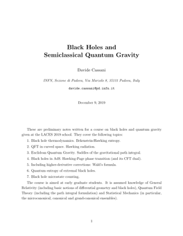 Black Holes and Semiclassical Quantum Gravity