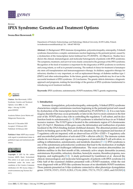 IPEX Syndrome: Genetics and Treatment Options