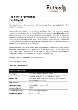 The Rufford Foundation Final Report