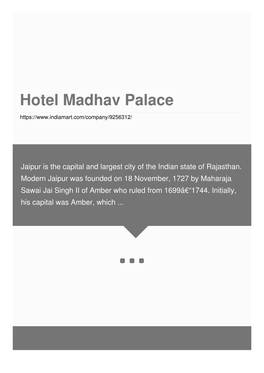 Hotel Madhav Palace