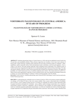 Vertebrate Paleontology in Central America: 30 Years of Progress