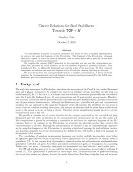 Circuit Relations for Real Stabilizers: Towards TOF+ H