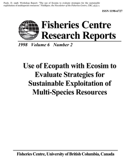 Fisheries Centre Research Reports 1998 Volume 6 Number 2