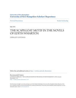 The Scapegoat Motif in the Novels of Edith Wharton Debra Joy Goodman