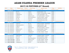 AUPL Fixtures 2017-18 Season