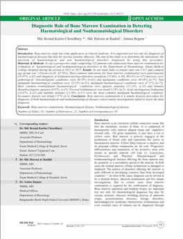 Diagnostic Role of Bone Marrow Examination in Detecting Haematological and Nonhaematological Disorders