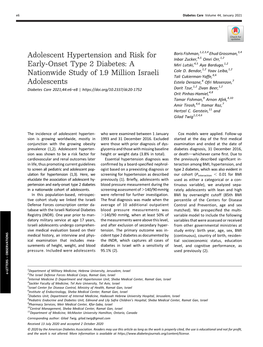 Adolescent Hypertension and Risk for Early-Onset Type 2 Diabetes