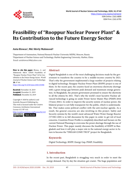 Rooppur Nuclear Power Plant” & Its Contribution to the Future Energy Sector