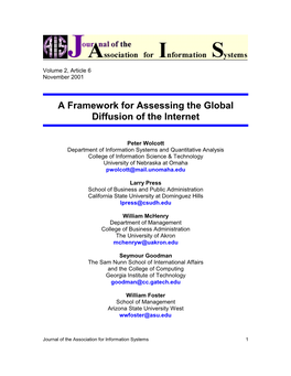 A Framework for Assessing the Global Diffusion of the Internet