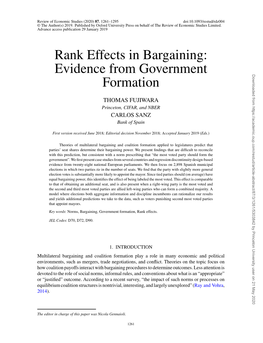 Rank Effects in Bargaining: Evidence from Government Formation