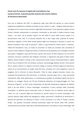 Cento Anni Fa Nasceva Il Regista Del Neorealismo Rosa Luciano Emmer, Il Piccolo Grande Maestro Del Cinema Italiano Di Pierfranco Bianchetti