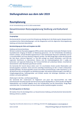 Stellungnahmen Aus Dem Jahr 2019 Raumplanung