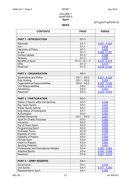 SPORT July 2014 VOLUME 1 CHAPTER 5 Sport [Dtrg(A)/Itrg/PD/5/13] INDEX