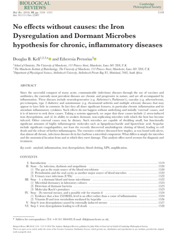 The Iron Dysregulation and Dormant Microbes Hypothesis for Chronic, Inﬂammatory Diseases