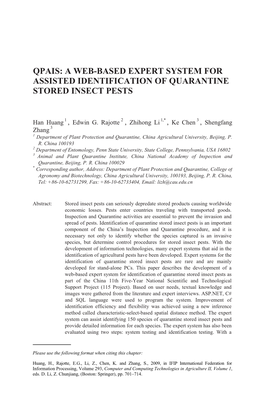 A Web-Based Expert System for Assisted Identification of Quarantine Stored Insect Pests