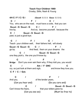 Teach Your Children 1969 Crosby, Stills, Nash & Young 4/4 C / F / C / G