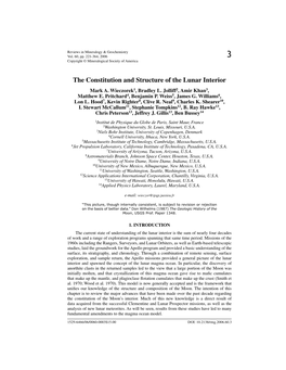 The Constitution and Structure of the Lunar Interior Mark A