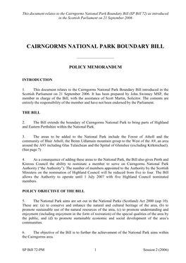 Cairngorms National Park Boundary Bill (SP Bill 72 ) As Introduced in the Scottish Parliament on 21 September 2006