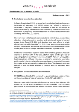 Barriers to Access to Abortion in Spain Updated January 2021 1