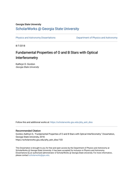 Fundamental Properties of O and B Stars with Optical Interferometry