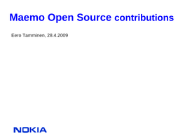 Maemo Open Source Contributions