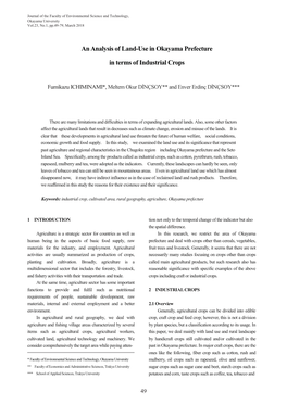 An Analysis of Land-Use in Okayama Prefecture in Terms of Industrial Crops