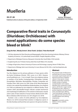 Comparative Floral Traits in Corunastylis (Diurideae; Orchidaceae) with Novel Applications: Do Some Species Bleed Or Blink?