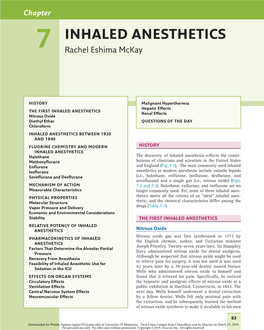 INHALED ANESTHETICS 7 Rachel Eshima Mckay